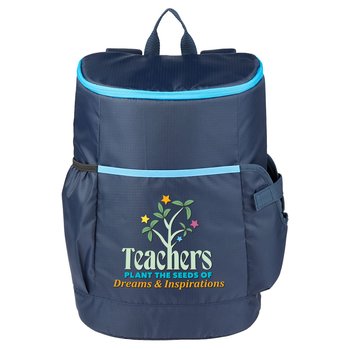 Teachers Plant the Seeds of Dreams & Inspirations 24-Can Insulated Backpack Cooler Bag With Tumbler Pocket from Positive Promotions