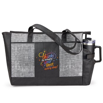 Thanks for Bringing Your Best Every Day! Malibu Non-Woven Insulated Cooler Tote With 30-/40-oz. Tumbler Pocket from Positive Promotions