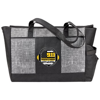 911 Dispatchers: First to Know, First to Act Malibu Non-Woven Insulated Cooler Tote With 30-/40-oz. Tumbler Pocket from Positive Promotions