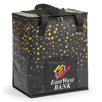 Starry Laminated Non-Woven Insulated Shopper Tote - Personalization Available from Positive Promotions
