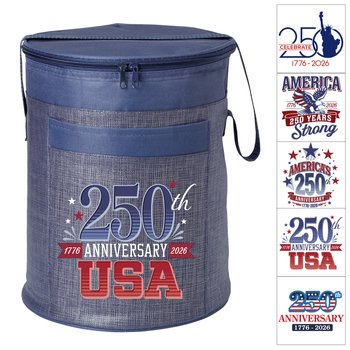 USA 250th Anniversary Brookville Barrel Cooler Bag - Personalization Available from Positive Promotions