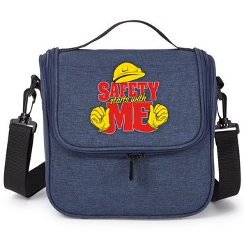 Workplace Safety Heathered Navy Portland Lunch/Cooler Bag - Personalization Available from Positive Promotions