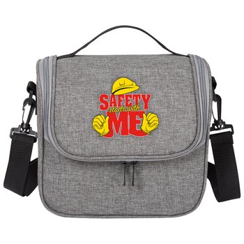 Workplace Safety Heathered Gray Portland Lunch/Cooler Bag - Personalization Available from Positive Promotions
