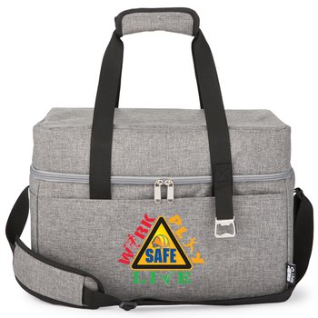 Workplace Safety Trailblazer Deluxe rPET 36-Can Flip-Top Cooler Bag With Built-In Bottle Opener - Personalization Available from Positive Promotions