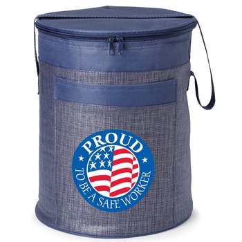 Workplace Safety Navy Brookville Barrel Cooler Bag - Personalization Available from Positive Promotions