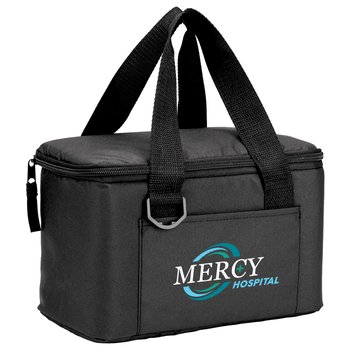 Heathered Black Chill Box 6-Can Insulated rPET Lunch/Cooler Bag - Embroidered Personalization Available from Positive Promotions