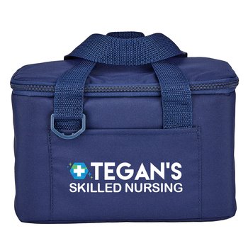 Heathered Navy Chill Box 6-Can Insulated rPET Lunch/Cooler Bag - Embroidered Personalization Available from Positive Promotions
