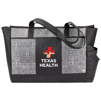 Black Malibu Non-Woven Insulated Cooler Tote With 30-/40-oz. Tumbler Pocket - Personalization Available from Positive Promotions