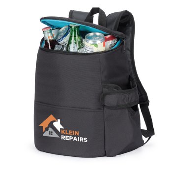 Black Hydro 2.0 12-Can Insulated Backpack Cooler Bag With 30-/40-oz. Tumbler Pocket - Personalization Available from Positive Promotions
