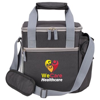 Black Riverside Deluxe Lunch/Cooler Bag With 30-/40-oz. Tumbler Pocket - Personalization Available from Positive Promotions