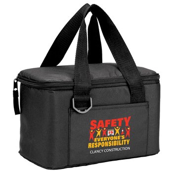 Workplace Safety Black Chill Box 6-Can Insulated rPET Lunch/Cooler Bag - Personalization Available from Positive Promotions