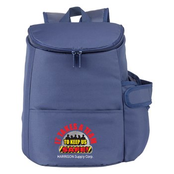 Workplace Safety Navy Hydro 2.0 12-Can Insulated Backpack Cooler Bag With 30-/40-Oz. Pocket- Personalized from Positive Promotions