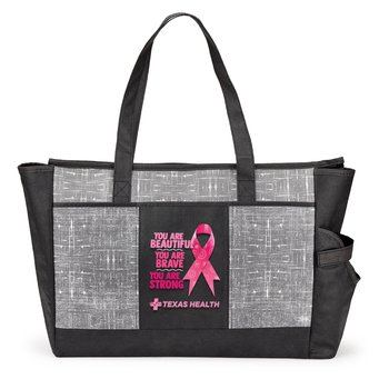 You Are Beautiful, Brave, Strong Malibu Non-Woven Insulated Cooler Tote With 30-/40-oz. Tumbler Pocket - Personalization Available from Positive Promotions