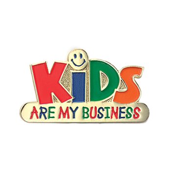 Kids Are My Business Lapel Pin With Presentation Card from Positive Promotions
