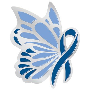Butterfly Blue Ribbon Lapel Pin with Presentation Card from Positive Promotions