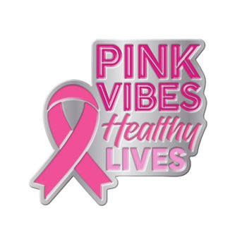 Pink Vibes, Healthy Lives Lapel Pin With Presentation Card from Positive Promotions