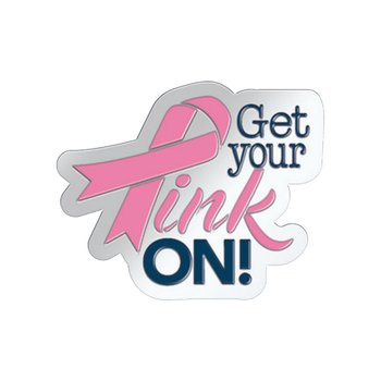 Get Your Pink On! Lapel Pin With Presentation Card from Positive Promotions