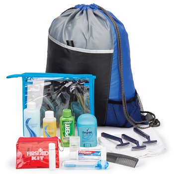 Male 16-Piece Hygiene Kit With Sport Drawstring Mesh Backpack from Positive Promotions