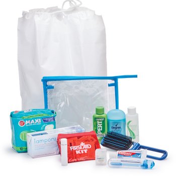 Female 13-Piece Hygiene Kit With White Cinch Poly Bag from Positive Promotions