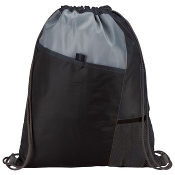 Black Sport Drawstring Mesh Backpack from Positive Promotions