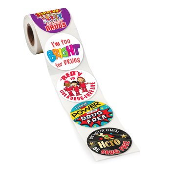 Bully & Drug Free Assortment 5-On-A-Roll Message Stickers - Roll of 200 from Positive Promotions