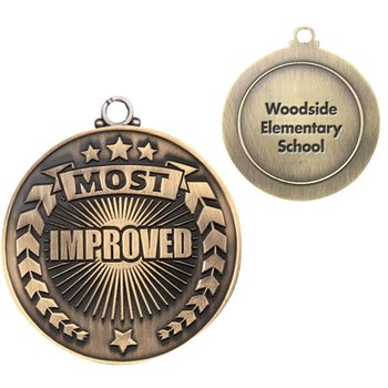 Most Improved Gold Academic Medallion - Laser-Engraved Personalization Available from Positive Promotions