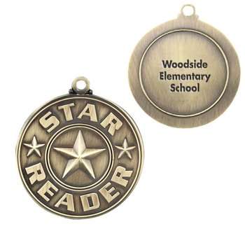 Star Reader Gold Academic Medallion - Laser-Engraved Personalization Available from Positive Promotions