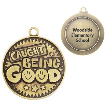 Caught Being Good Gold Academic Medallion - Laser-Engraved Personalization Available from Positive Promotions