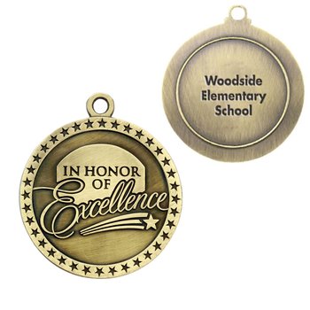 In Honor Of Excellence Gold Academic Medallion - Laser-Engraved Personalization Available from Positive Promotions