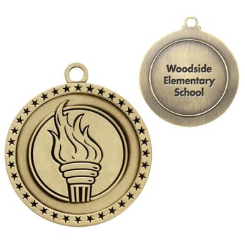 Torch Gold Academic Medallion - Laser-Engraved Personalization Available from Positive Promotions