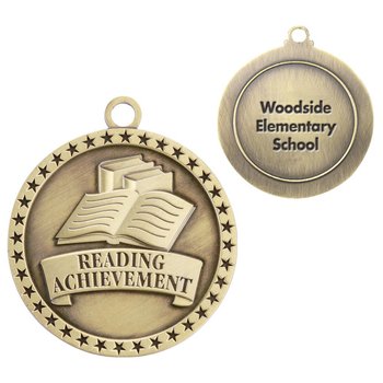 Reading Achievement Gold Academic Medallion - Laser-Engraved Personalization Available from Positive Promotions