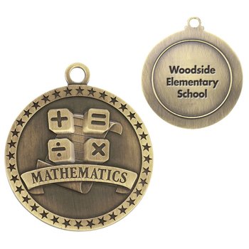 Mathematics Gold Academic Medallion - Laser-Engraved Personalization Available from Positive Promotions