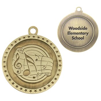 Music Gold Academic Medallion - Laser-Engraved Personalization Available from Positive Promotions