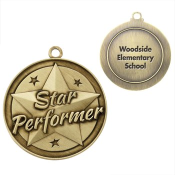 Star Performer Gold Academic Medallion - Laser-Engraved Personalization Available from Positive Promotions