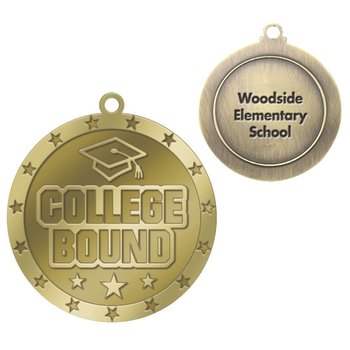 College Bound Gold Academic Medallion - Laser-Engraved Personalization Available from Positive Promotions
