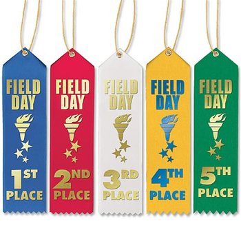 1st–5th Place Field Day Award Ribbons With Presentation Cards Assortment - Pack of 50 from Positive Promotions