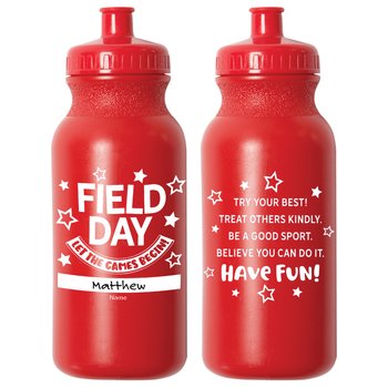 Field Day: Let The Games Begin! Red Water Bottle 10-Pack with Permanent Marker from Positive Promotions