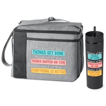 Because of You... Grayson Lunch/Cooler Bag & Canyon 2-in-1 Tumbler & Sipper 16-Oz. Gift Set from Positive Promotions