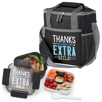 Thanks for Going the Extra Mile Riverside Lunch/Cooler Bag & Locking Food Container Gift Set from Positive Promotions