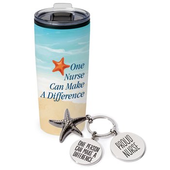 One Nurse Can Make a Difference Starfish Teton Tumbler & Key Tag Gift Set from Positive Promotions