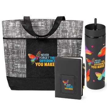 Never Forget the Difference You Make Tote, Journal & Stylus, & Tumbler Everyday Trio Gift Set from Positive Promotions