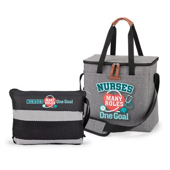 Nurses: Many Roles, One Goal Cooler Tote & Beach Towel in Bag Gift Set from Positive Promotions