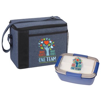 Many Hearts, Many Hands, One Team Grayson Lunch/Cooler Bag & Locking Food Container Gift Set from Positive Promotions