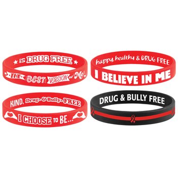 Red Ribbon Week Silicone Bracelet Assortment - Pack of 100 from Positive Promotions
