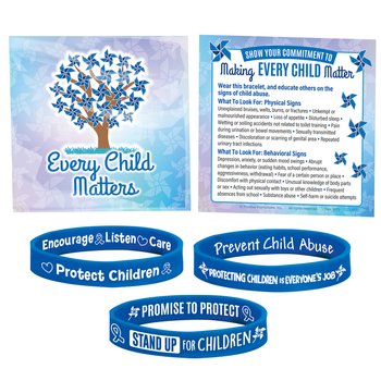 Child Abuse Prevention Silicone Bracelet With Prevention Tips Card Assortment - Pack of 30 from Positive Promotions