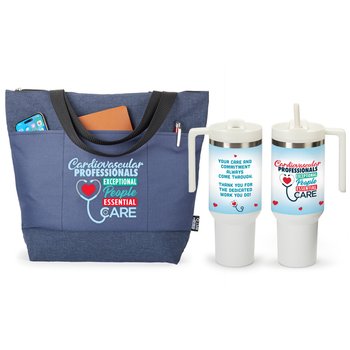 Cardiovascular Professionals: Exceptional People, Essential Care Computer/Laptop Tote Bag & Tumbler Gift Set from Positive Promotions