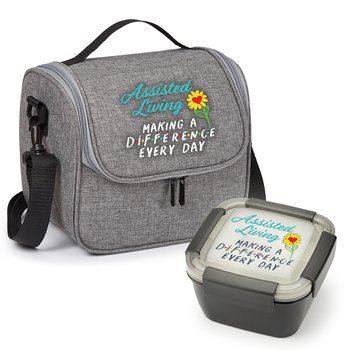 Assisted Living: Making a Difference Every Day Locking Food Container & Portland Lunch/Cooler Bag Gift Set from Positive Promotions