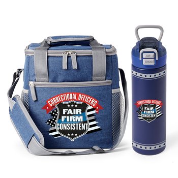 Correctional Officers: Fair, Firm, & Consistent Riverside Lunch Bag & HydroSwitch Sip n' Chug Water Bottle Gift Set from Positive Promotions