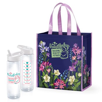 Breastfeeding: Building Healthy Futures Non-Woven Laminated Tote & Solara Water Bottle Combo from Positive Promotions