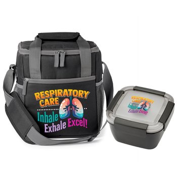 Respiratory Care: Inhale, Exhale, Excel! Riverside Lunch/Cooler Bag & Food Container Gift Set from Positive Promotions